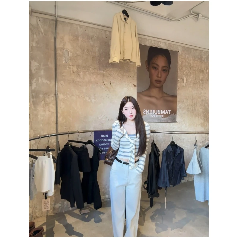 一只雪雪【找不到一样的颜色】新款初秋气质休闲高级百搭牛仔阔腿裤