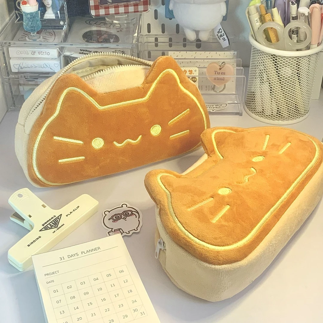 ins新款创意猫咪笔袋 学生可爱高颜值文具盒收纳大容量收纳袋简LW