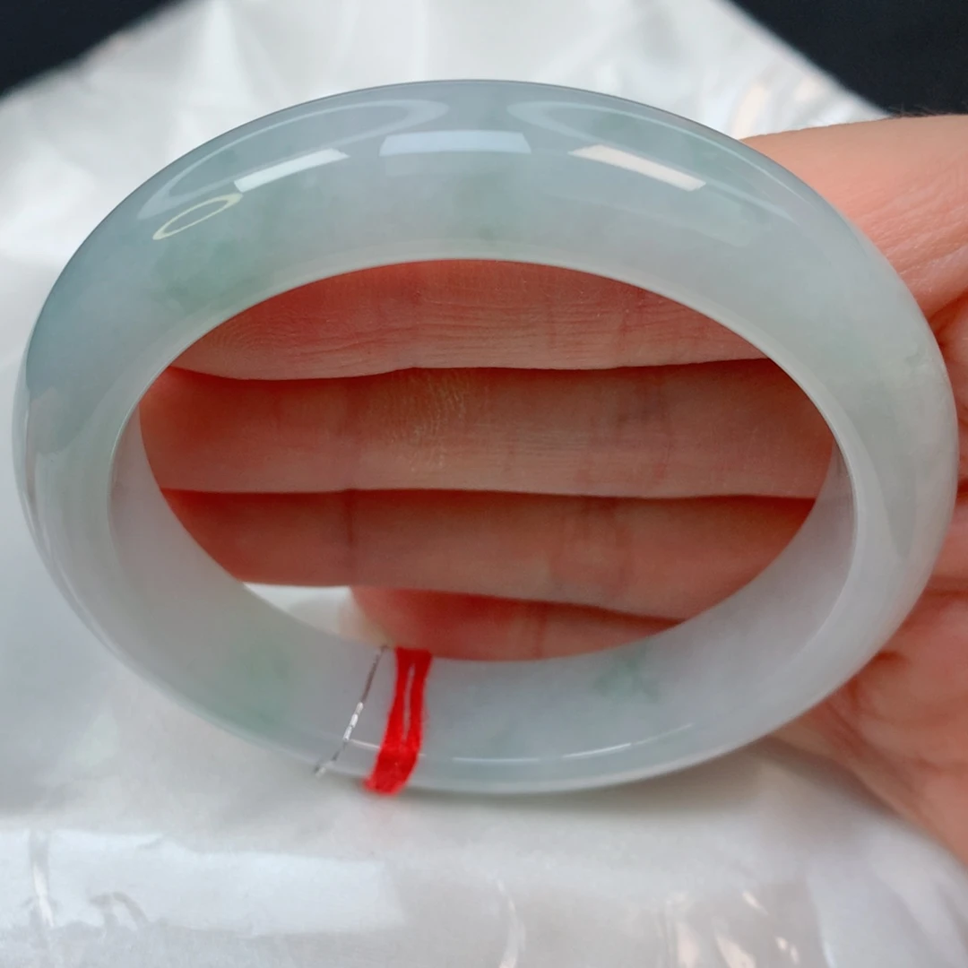 未镶嵌手镯翡翠56.3正圈，胶润淡雅水头好，完整，014