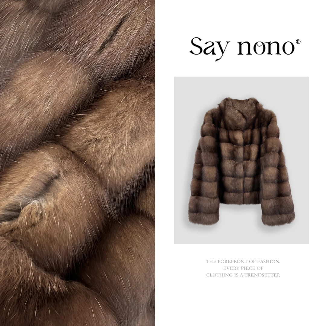 懒猫nono│Saynono 进口高奢原色横排立领紫貂皮草外套 H25298X