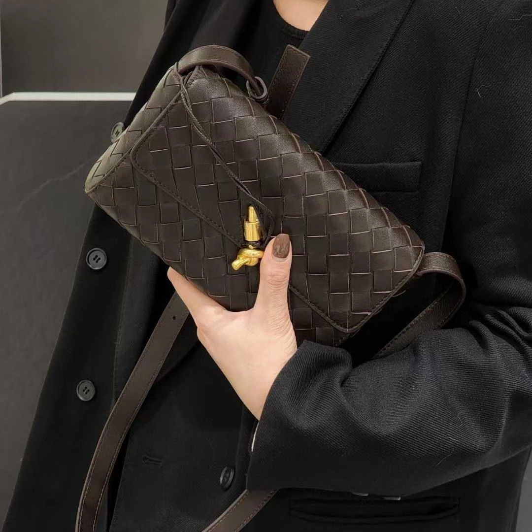 编织经典单根拉链暗袋百搭单肩包纯色锁扣女士单肩包3235