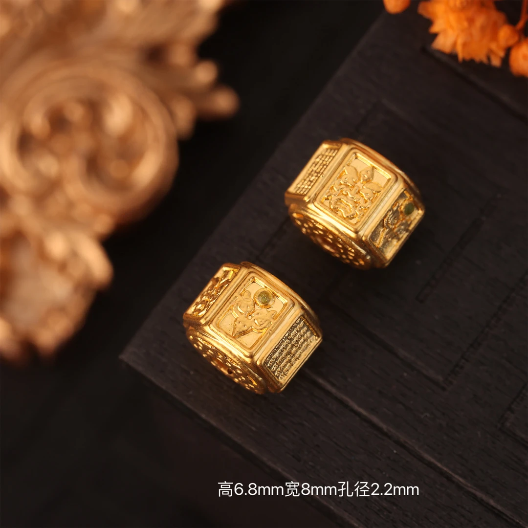 【来福工厂】18k金黄财神＋扎基＋大鹏鸟＋大黑天＋五条经文六面桶珠