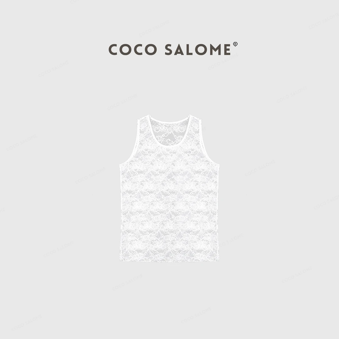 COCO SALOME①【法国蕾丝】春夏蕾丝镂空U领百搭背心1020
