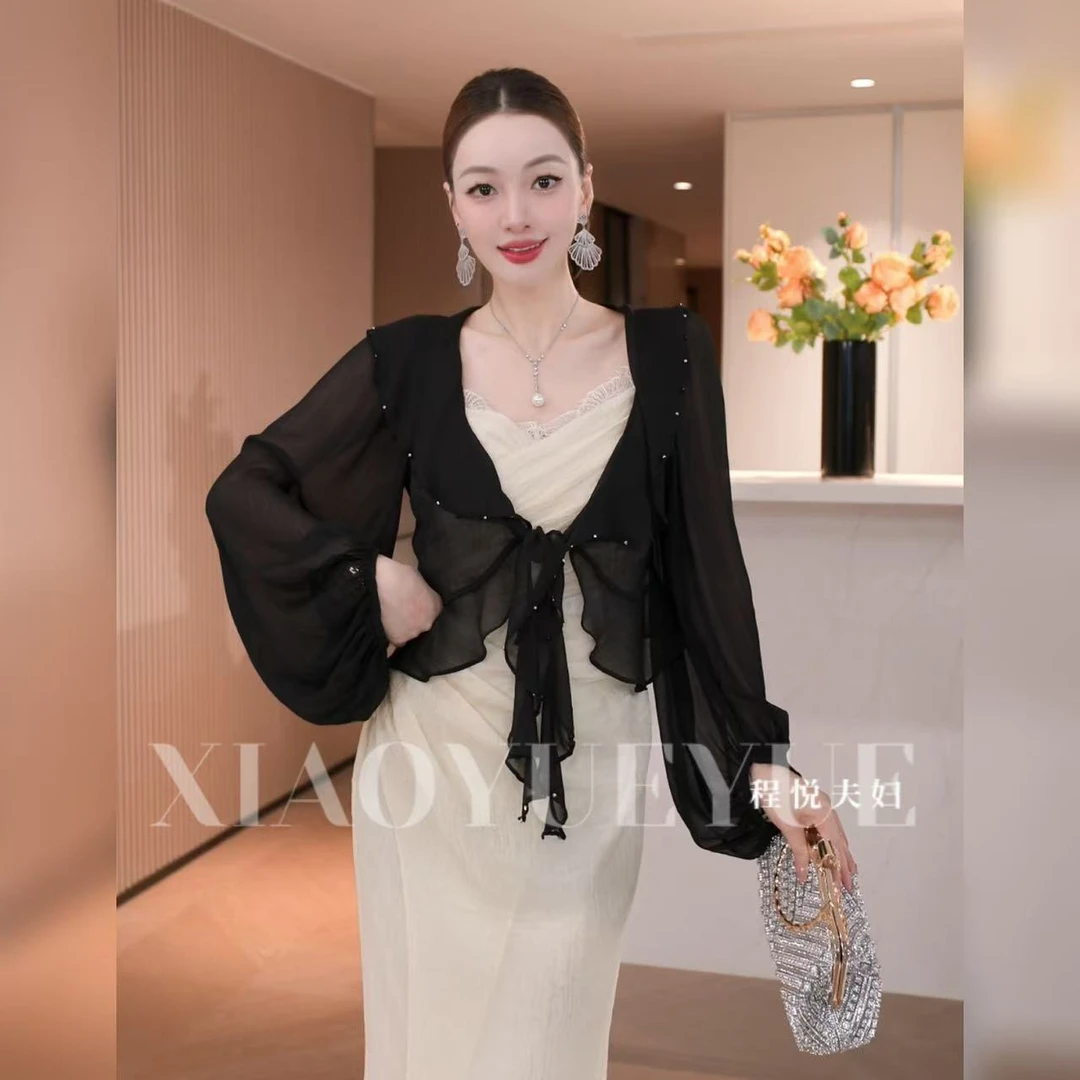 程悦夫妇【仙女披肩】A-01607时尚百搭透气薄款长袖防晒披肩外套