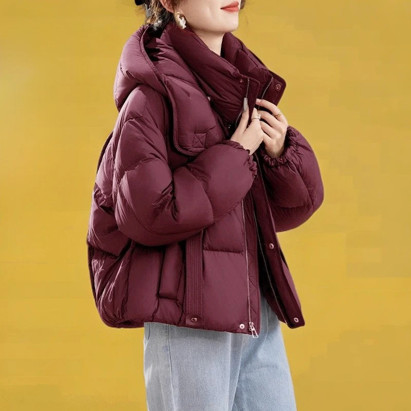 连帽棉服外套女冬季新款美式复古宽松时尚加厚保暖防寒短款面包服