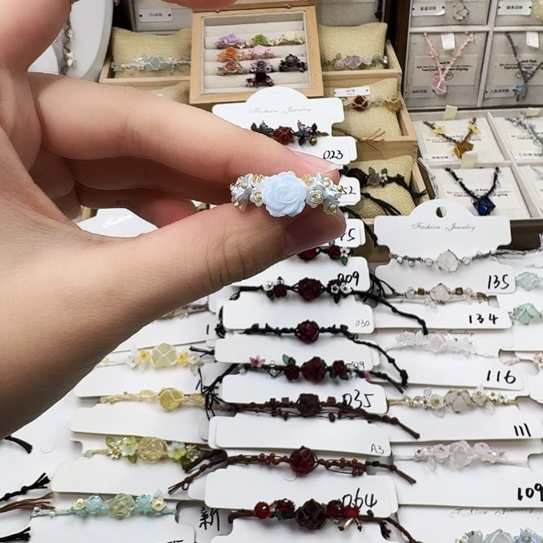 石英石纯铜蓝色戒指