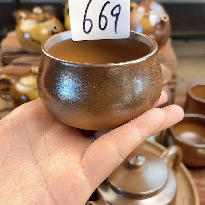 壶建水紫陶柴烧白泥杯