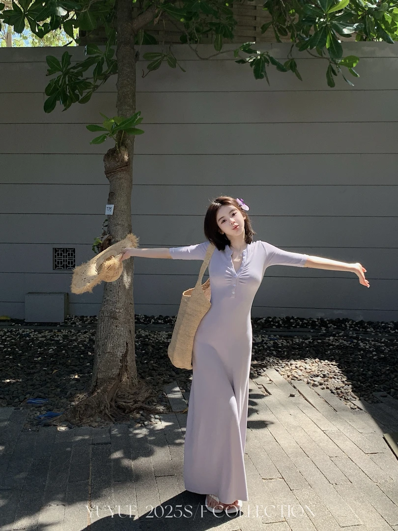 【星辰织梦】时尚轻奢修身连衣裙气质收腰包臀裙显瘦长袖长裙81755