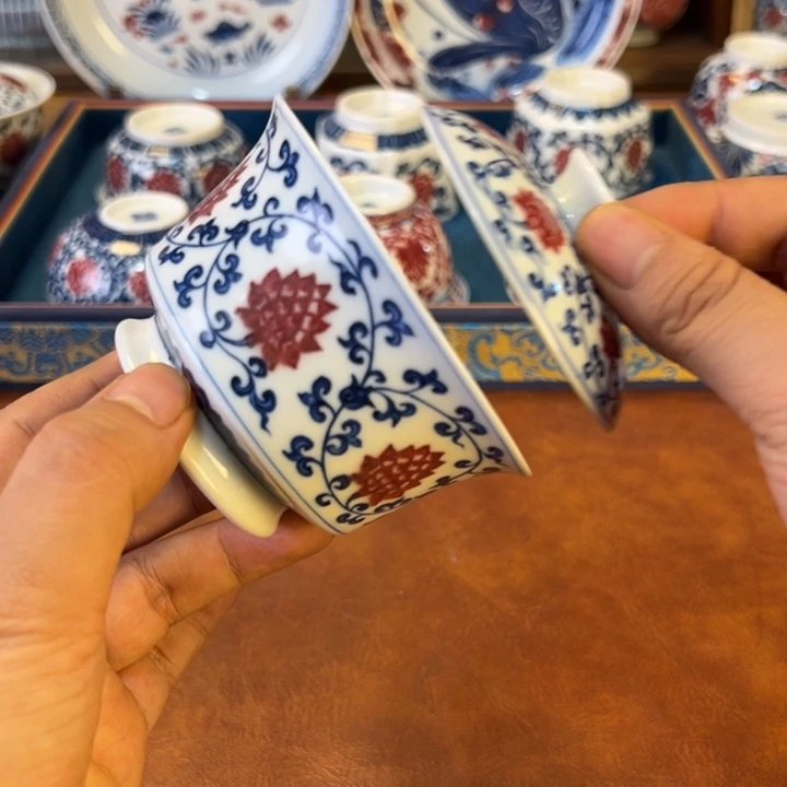 摆件微瑕景德镇手工手绘茶器百宝箱