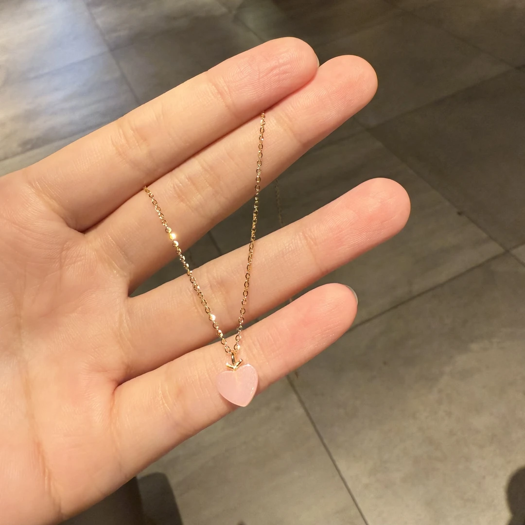 坠链均925银仿水晶 0873小粉心 925银项链 白百何同款