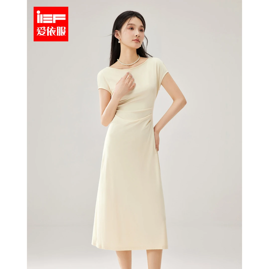IEF/爱依服连衣裙2025夏季新款简约高级感气质通勤连衣中裙流光风