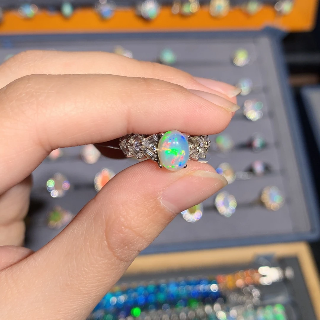 银S925镶嵌欧泊欧泊戒指y