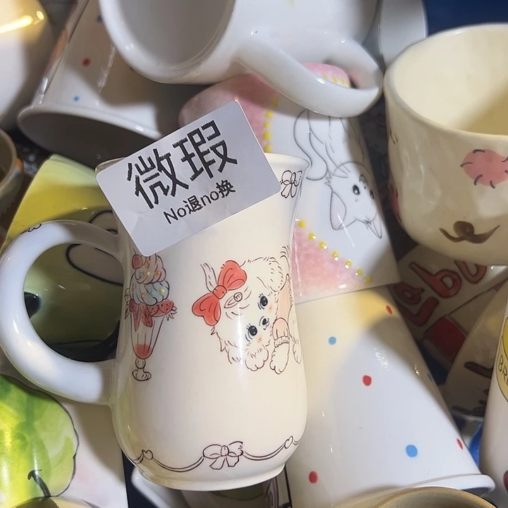 陶摆件不退不换卡通手绘