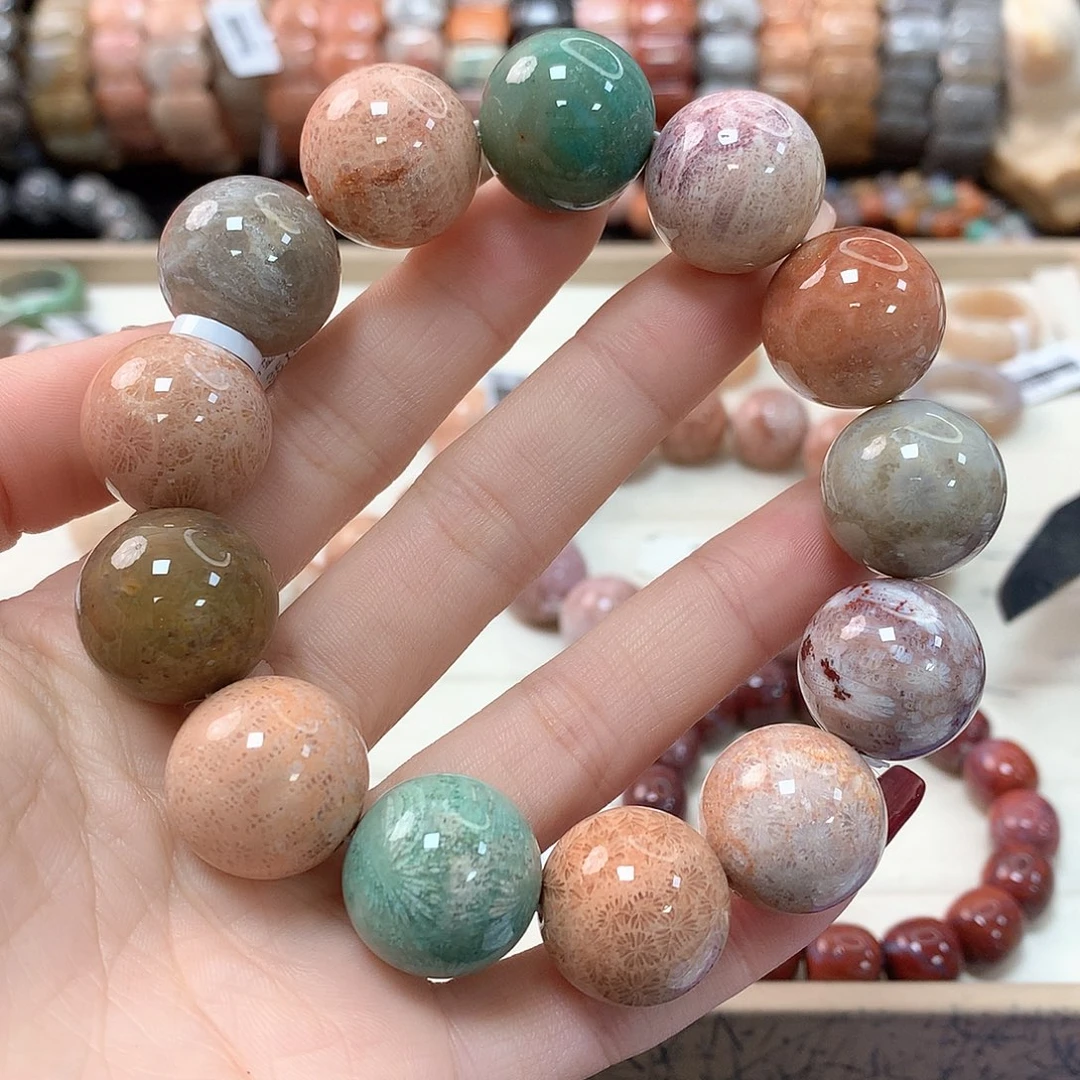 硅化珊瑚（珊瑚玉）手链未镶嵌清****洛567