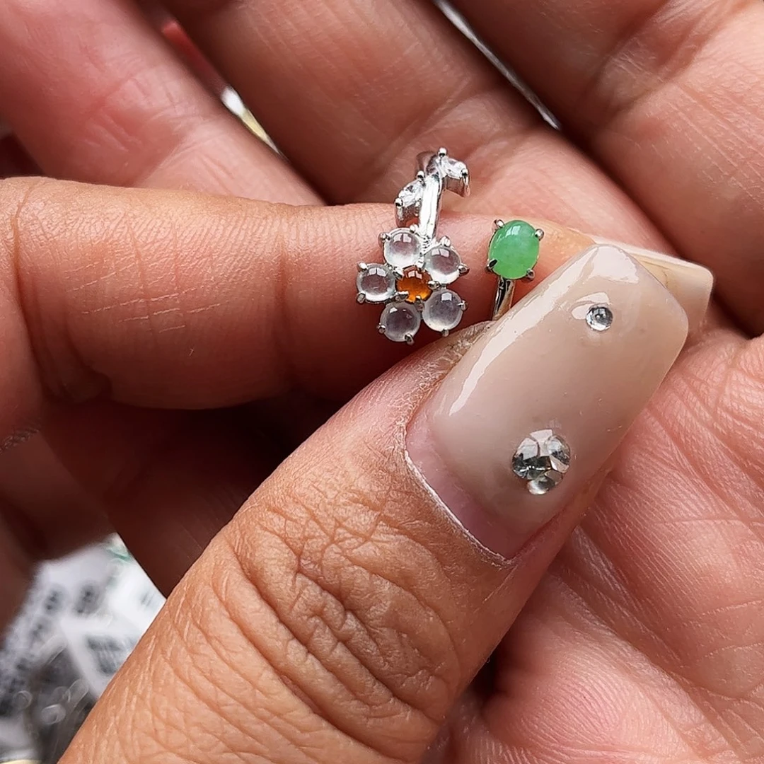 翡翠银S925镶嵌戒指缅甸天然A货翡翠戒指