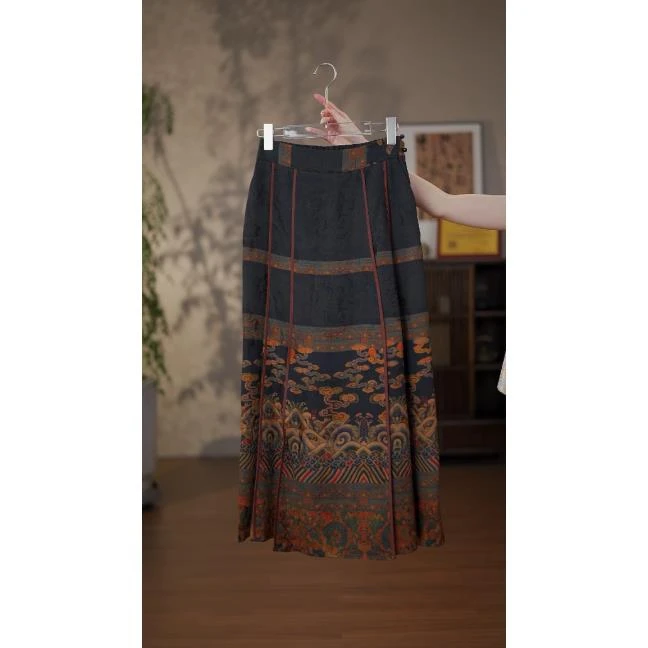 GONG QUE【盛世年华】 新中式早秋款香云纱国风马面裙 241911