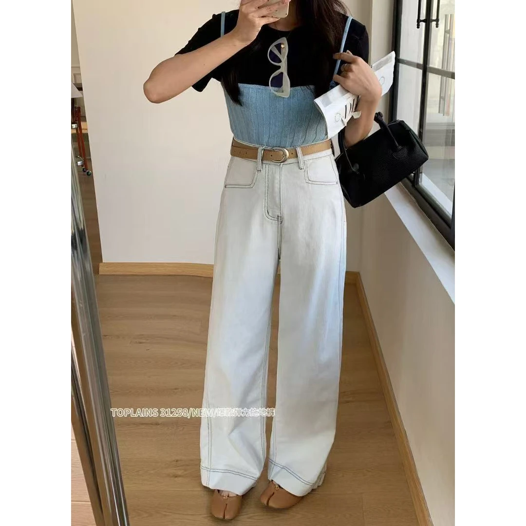 【坦姐严选 实体品质】2025新款直筒裤高腰弯刀阔腿裤31258