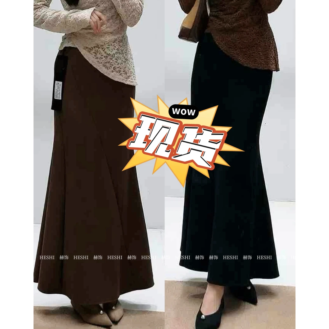 今晚发【赫饰】胖MM冬季新款显瘦百搭显瘦高腰休闲鱼尾半身裙07010D