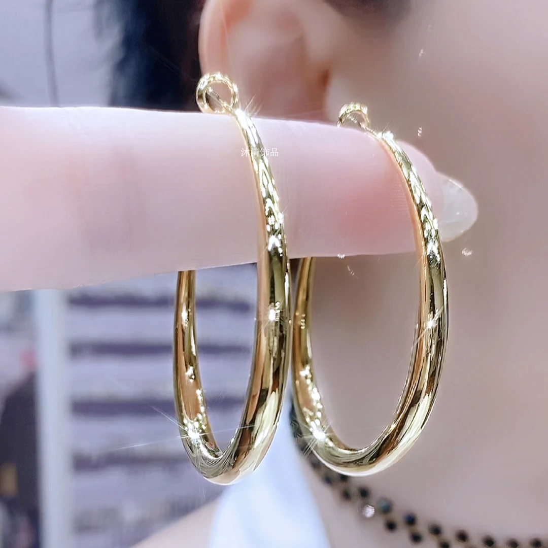 铜合金无非金属耳饰 洋气百搭气质欧美时尚大气椭圆圈圈耳环
