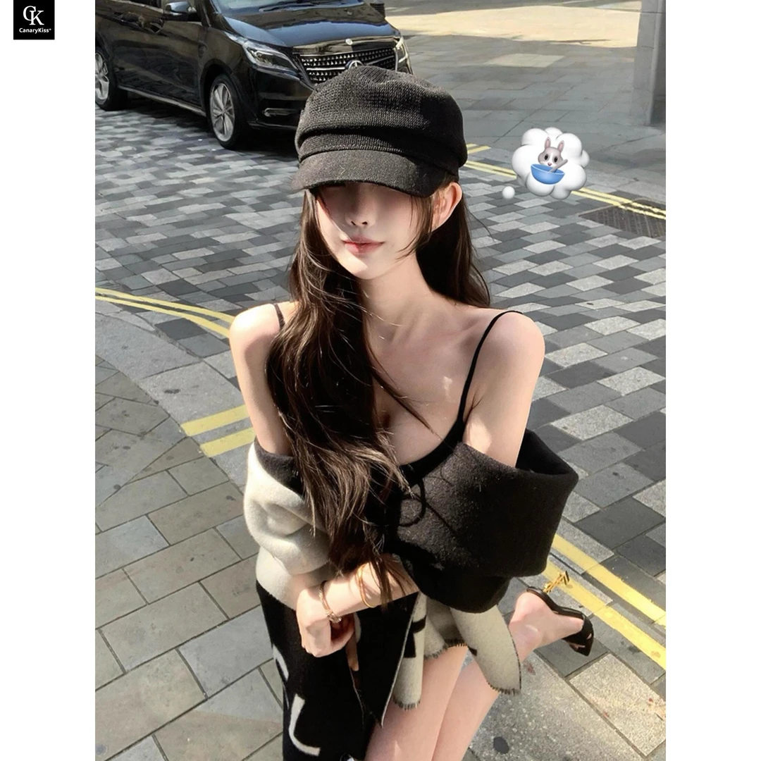 CanaryKiss老钱风贝雷帽女法式复古显脸小八角帽大头围黑色画家帽