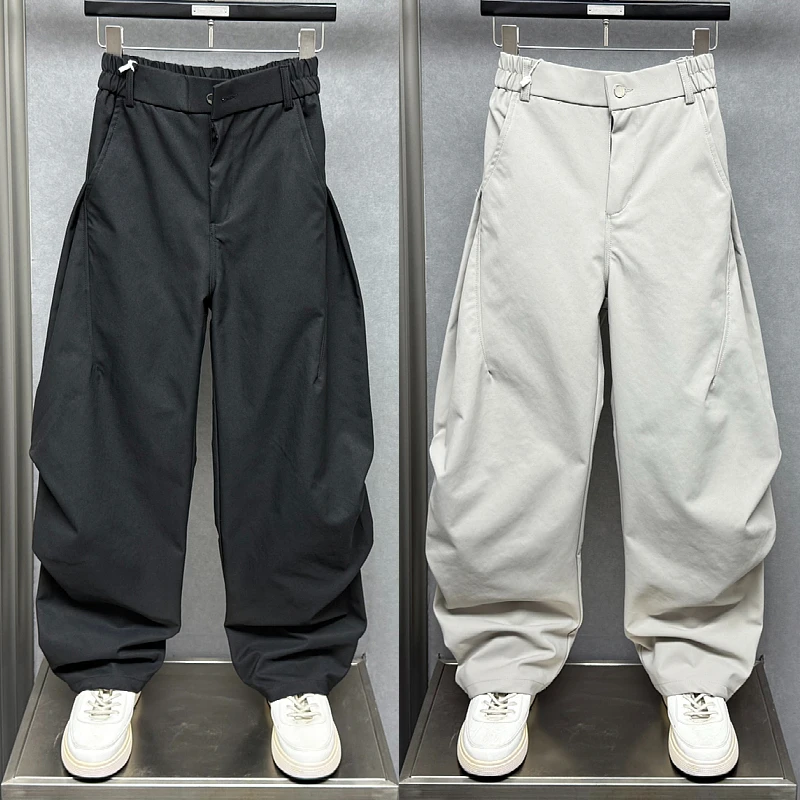 2025秋季新款潮牌美式休闲拼接直筒裤男士时尚青年痞帅阔腿弯刀裤