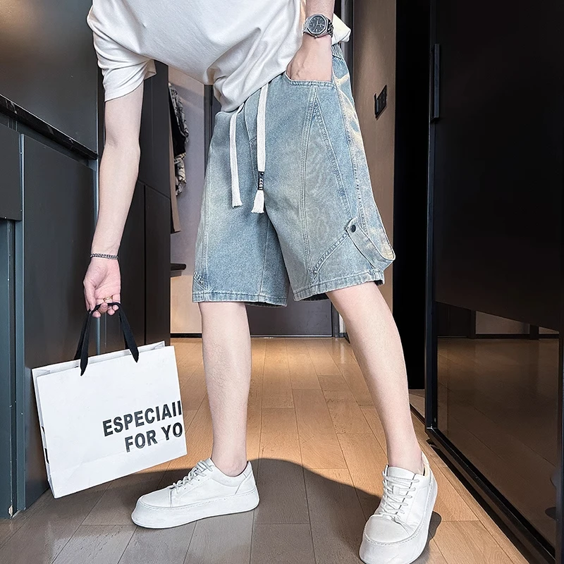 优桓潮牌薄款中裤五分裤2025夏季新款风常规款短裤男士青年牛仔裤