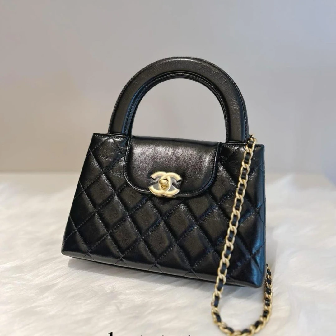 99新 Chanel/香奈儿 大吉中古/Chanel香奈儿黑金kelly迷你斜挎包