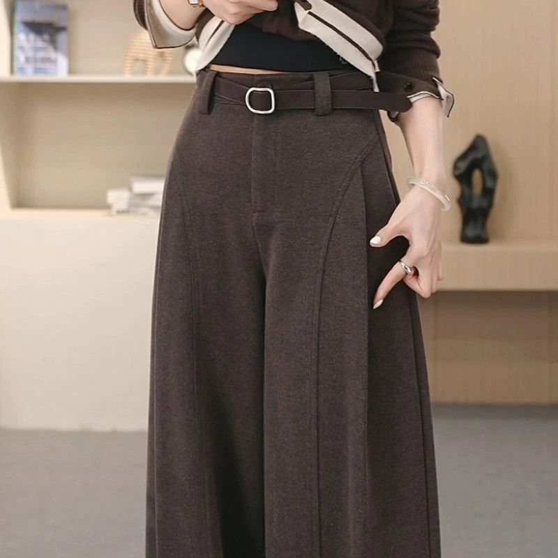 2025秋冬厚款呢子贝斯裤~糯感休闲裤垂感宽松直筒裤显瘦阔腿裤女