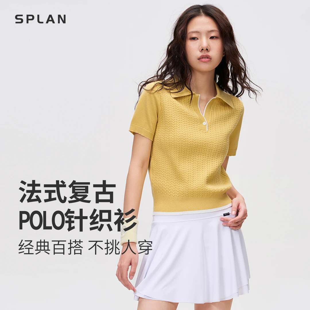 【春上新】SPLAN-S+ 法式复古经典POLO针织衫短袖T恤25068