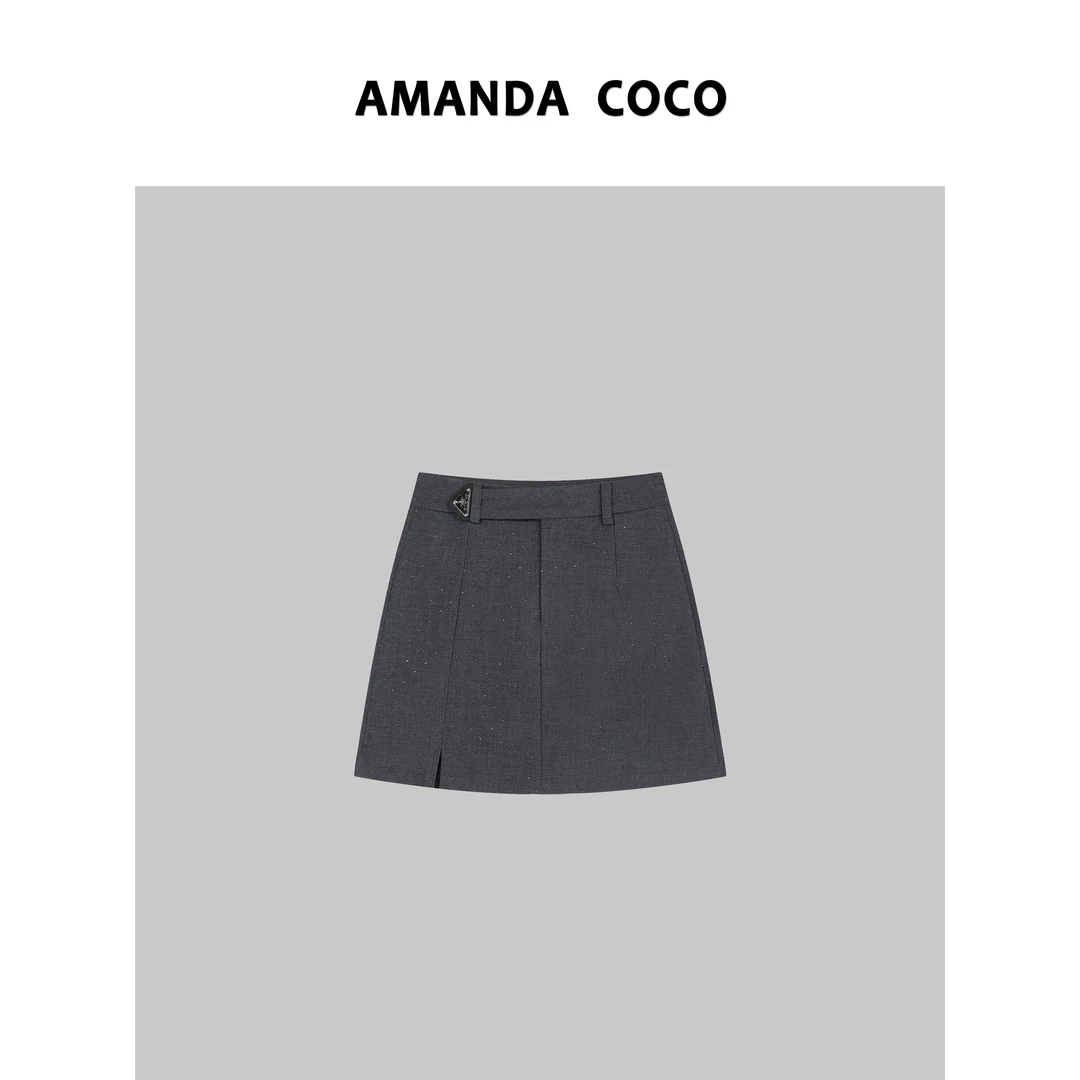 AMANDACOCO 静静 | 设计师款~高定春夏烫钻显瘦A字半裙
