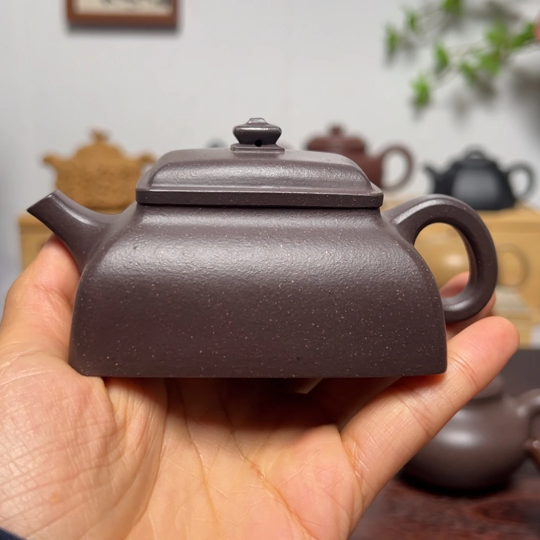 茶壶紫砂150cc 全手工 四方扁玉