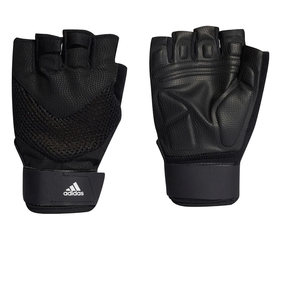 Adidas阿迪达斯男女健身黑色半指器械训练手套骑行防滑耐磨HA5555