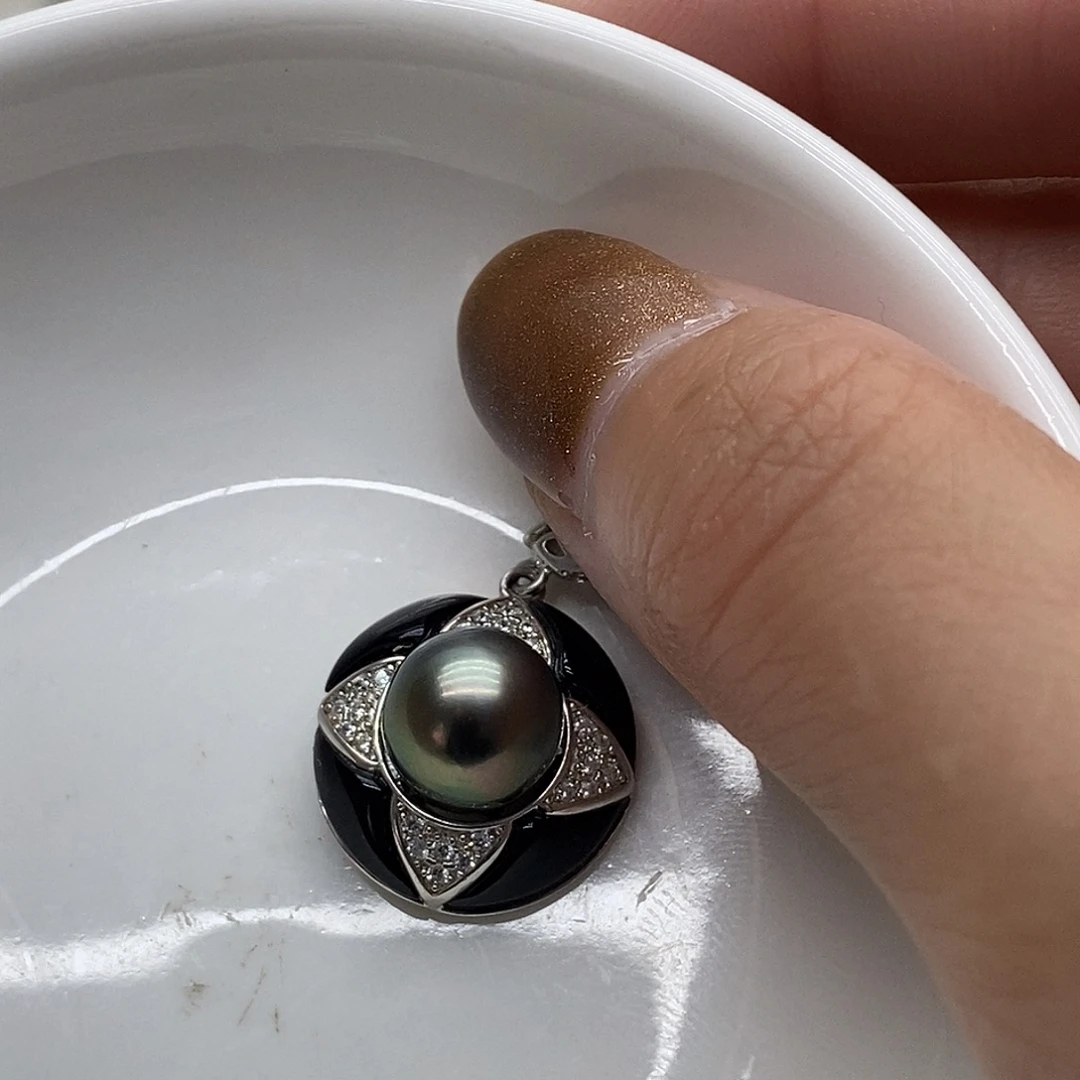 银S925镶嵌吊坠(不含链)海水珍珠