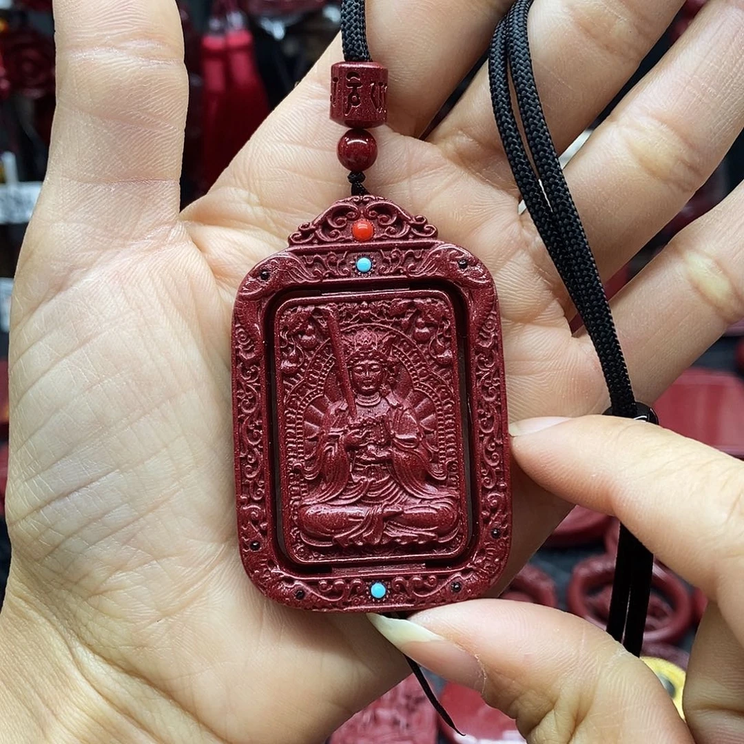 天然辰砂方形转转虚空藏