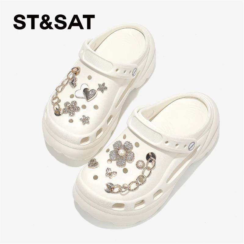 星期六童鞋夏季洞洞鞋厚底超软凉拖踩屎增高包头凉鞋2155