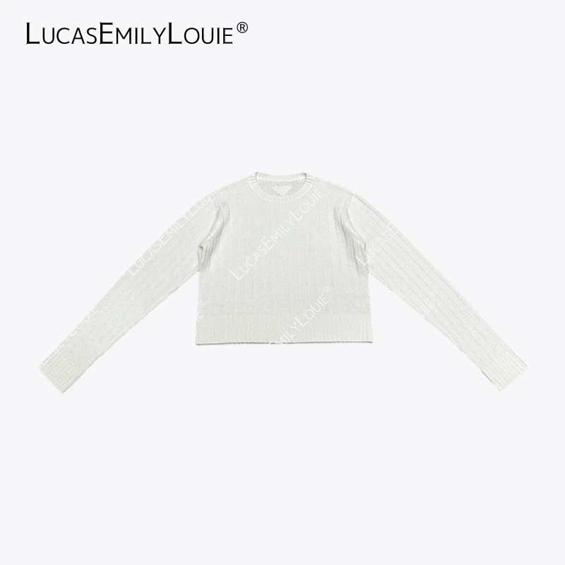 LUCASEMILYLOUIE 极简纯色长袖圆领套头100A级羊绒针织衫2510145