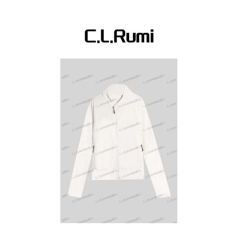 【Rumi精选】”蓄热力”25早秋显白华夫格抓绒立领拉链外套上衣7056wt