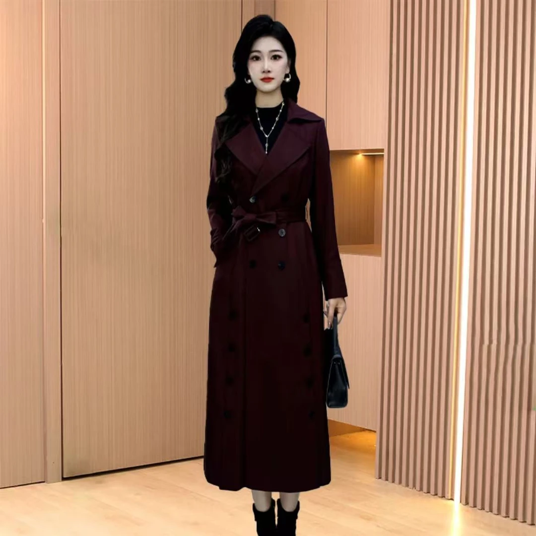 【外套】秋季新款西装领长袖减龄休闲收腰显瘦风衣外套中长款