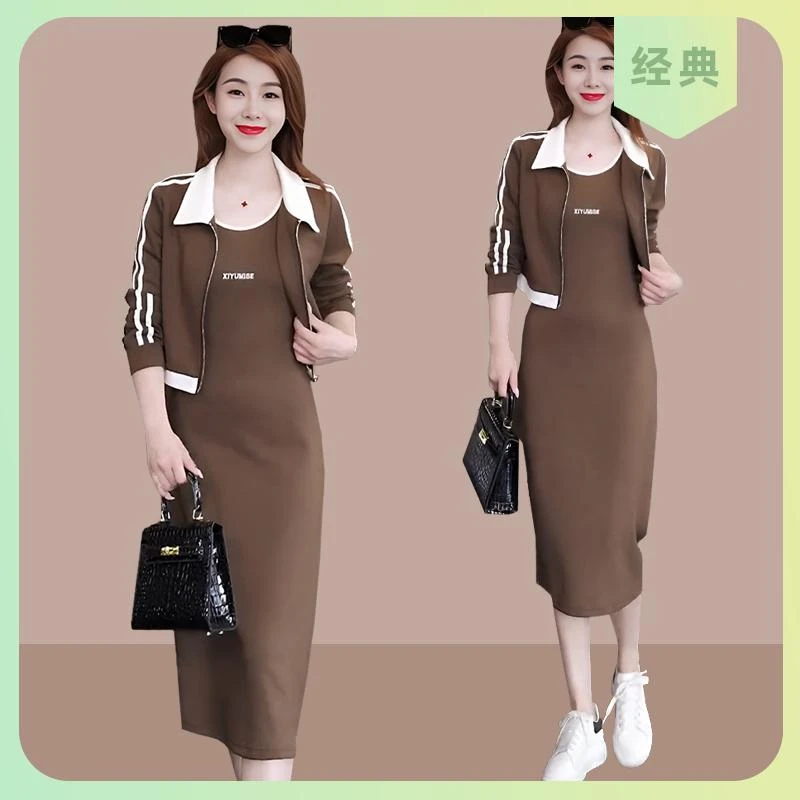 2025春秋新款高级感连衣裙女士套装裙时尚短款外套休闲两件套裙子