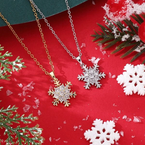 合金项链 简约锆石雪花项链女轻奢小众高级感感小香风网红爆款锁