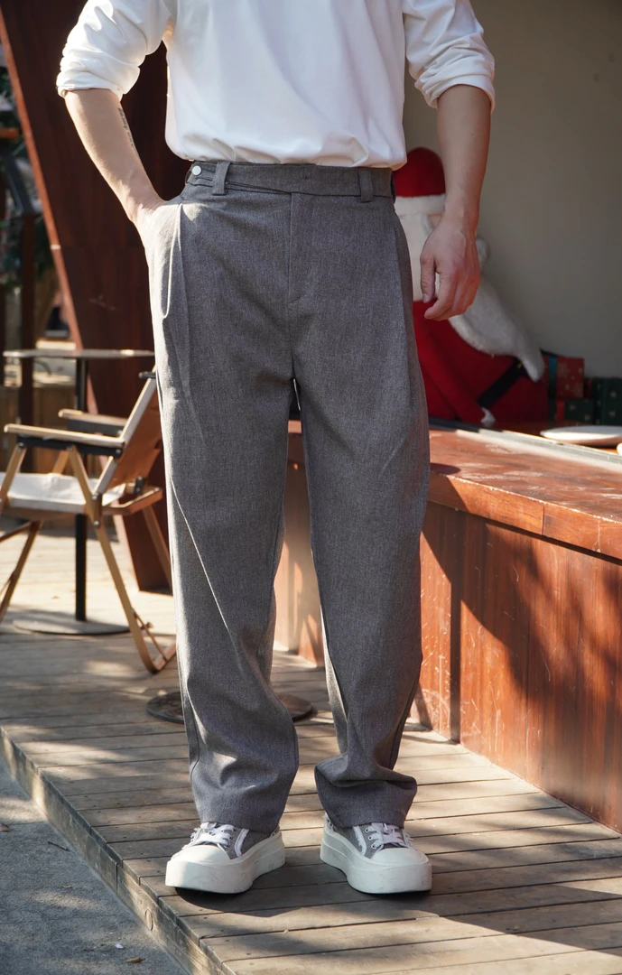 Adresscode 直筒休闲裤/质感百搭直筒收褶休闲长裤 BI-29766