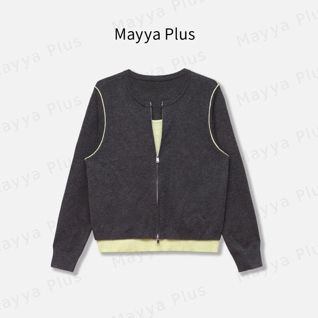 【层次美学】Mayya Plus麦芽定制假两件毛衣百搭圆领上衣32536392