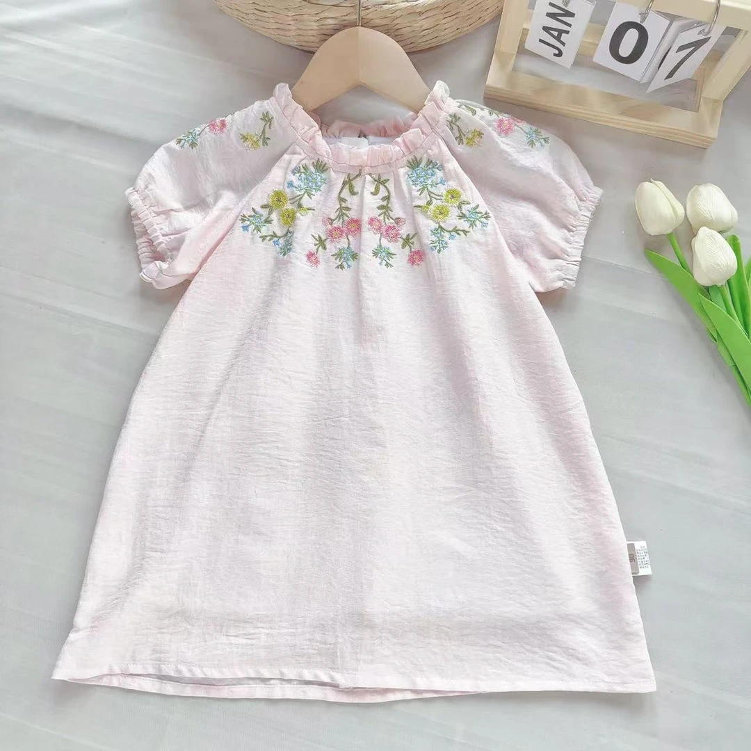 【梦花园】H25199新品2025女宝夏季连衣裙洋气百搭刺绣裙子