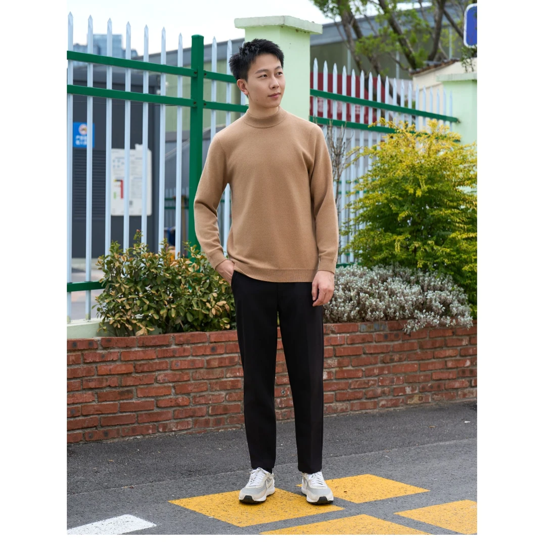 秋冬双股加厚baby小山羊绒贴肤半高领男士长袖针织羊绒衫