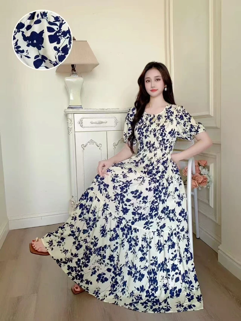 【0-100】-时尚魔力高弹力褶皱薄款宽松连衣裙新三宅设计减龄裙子c