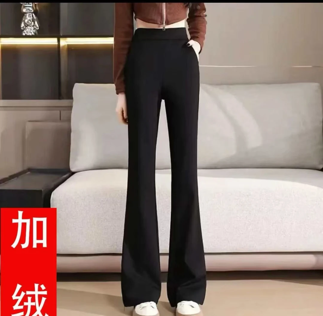 新款时尚大码加绒微喇裤（6807）高腰潮流百搭休闲