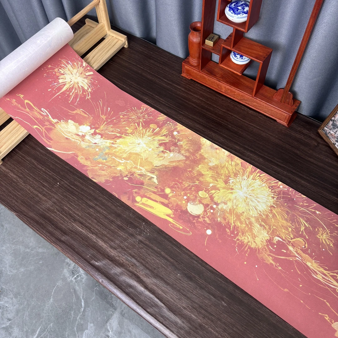 景阳阁蜡染砑光纸 盛世烟火长卷 毛笔书法直播间专用