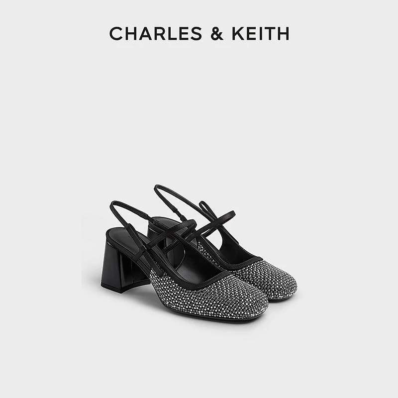 CHARLES & KEITH25夏新品商场同款钻饰玛丽珍凉鞋 CK1-60280479-1
