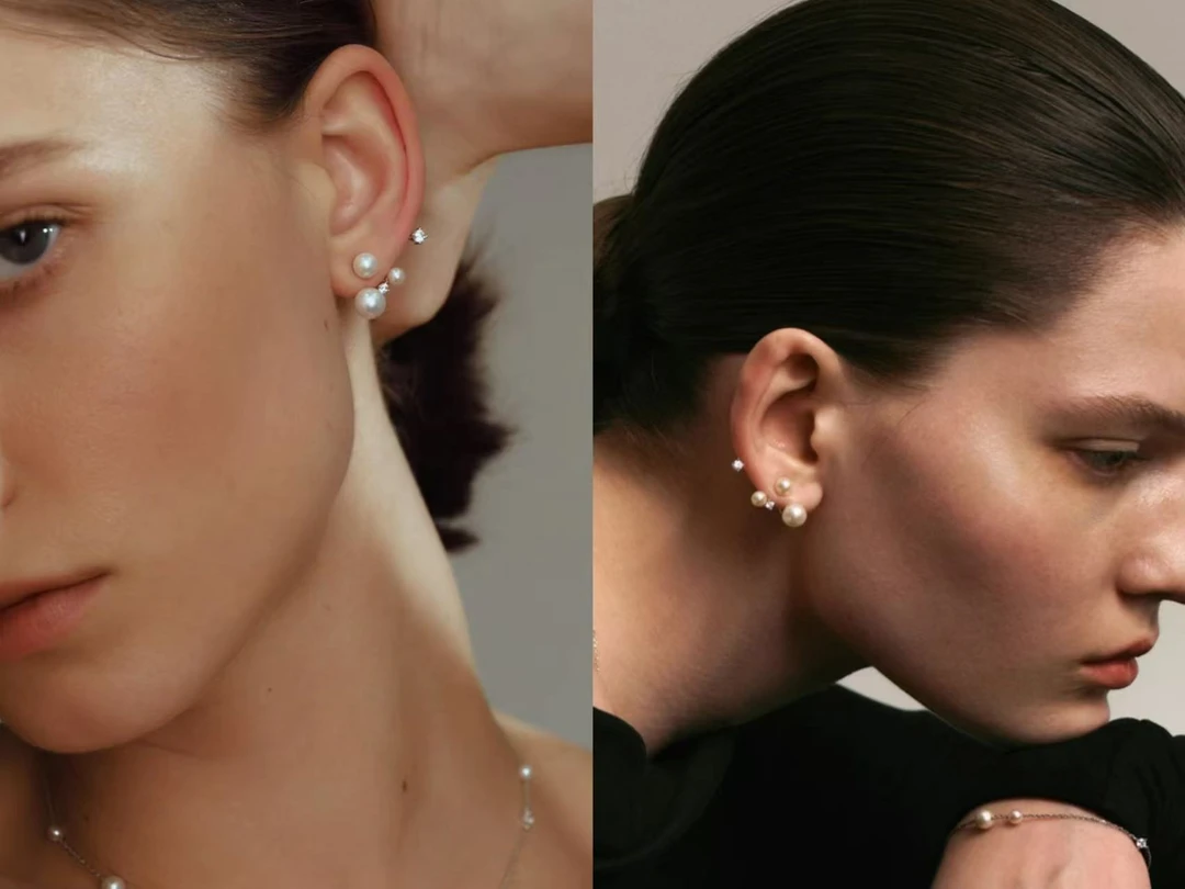 E471白色珠闪闪AB款耳钉耳饰