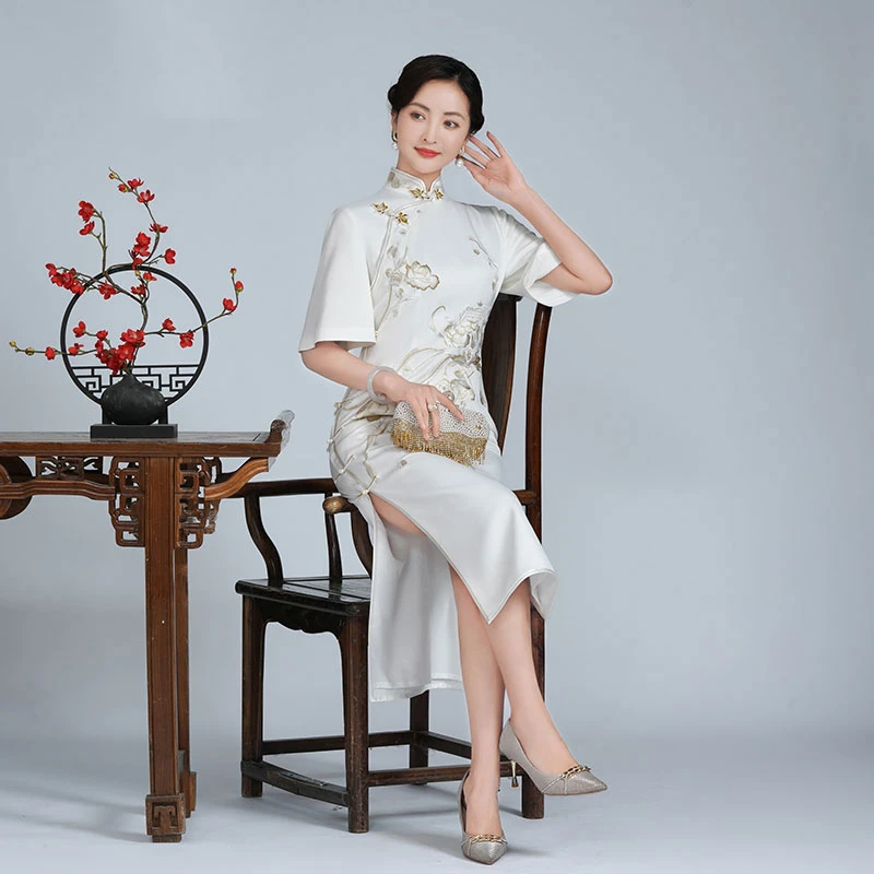 「乘风」乐锦坊中国风复古气质高端原创设计日常古法全开襟旗袍
